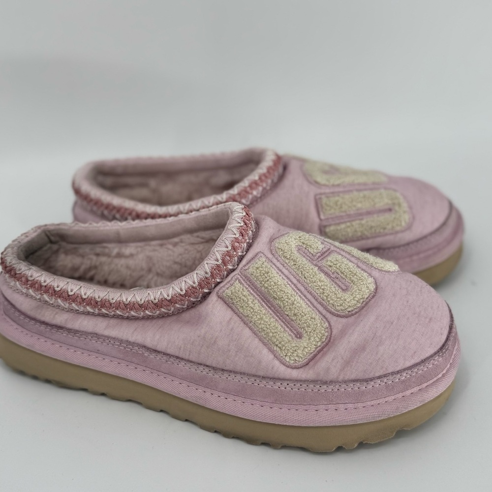 UGG Tasman Fur Jersey Cozy Slippers Womens‎ 7 Pink Mist Knitted Suede
